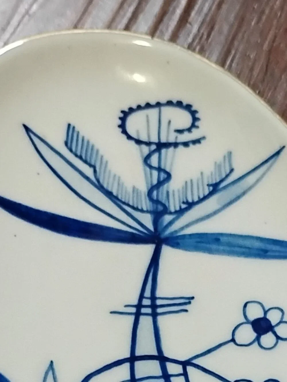 Vintage 1950s Helmut Krüger Handmade Porcelain Trinket Tray Ashtray Blue Floral